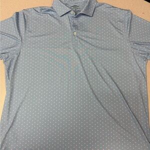 Hart Schaffner Marx Light Blue Polo with Flamingos Pink Micro Dots